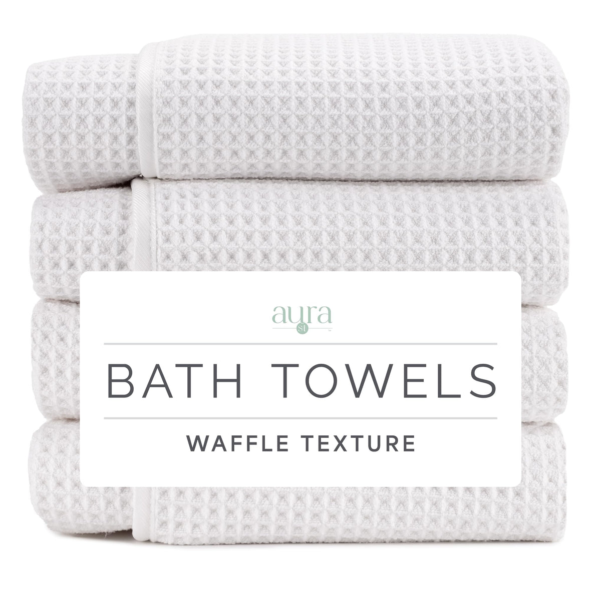 S&T INC. Aura Waffle Bath Towels, 4 Pack, 30" x 60", Beige