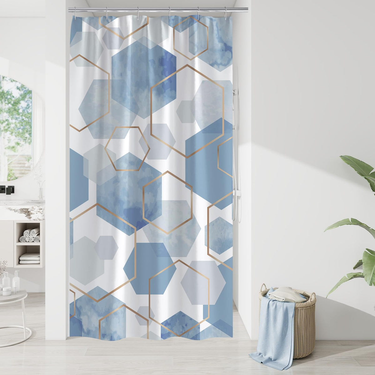Litabel Brown Shower Curtain for Bathroom, Geometric Bathroom Decor 72x72
