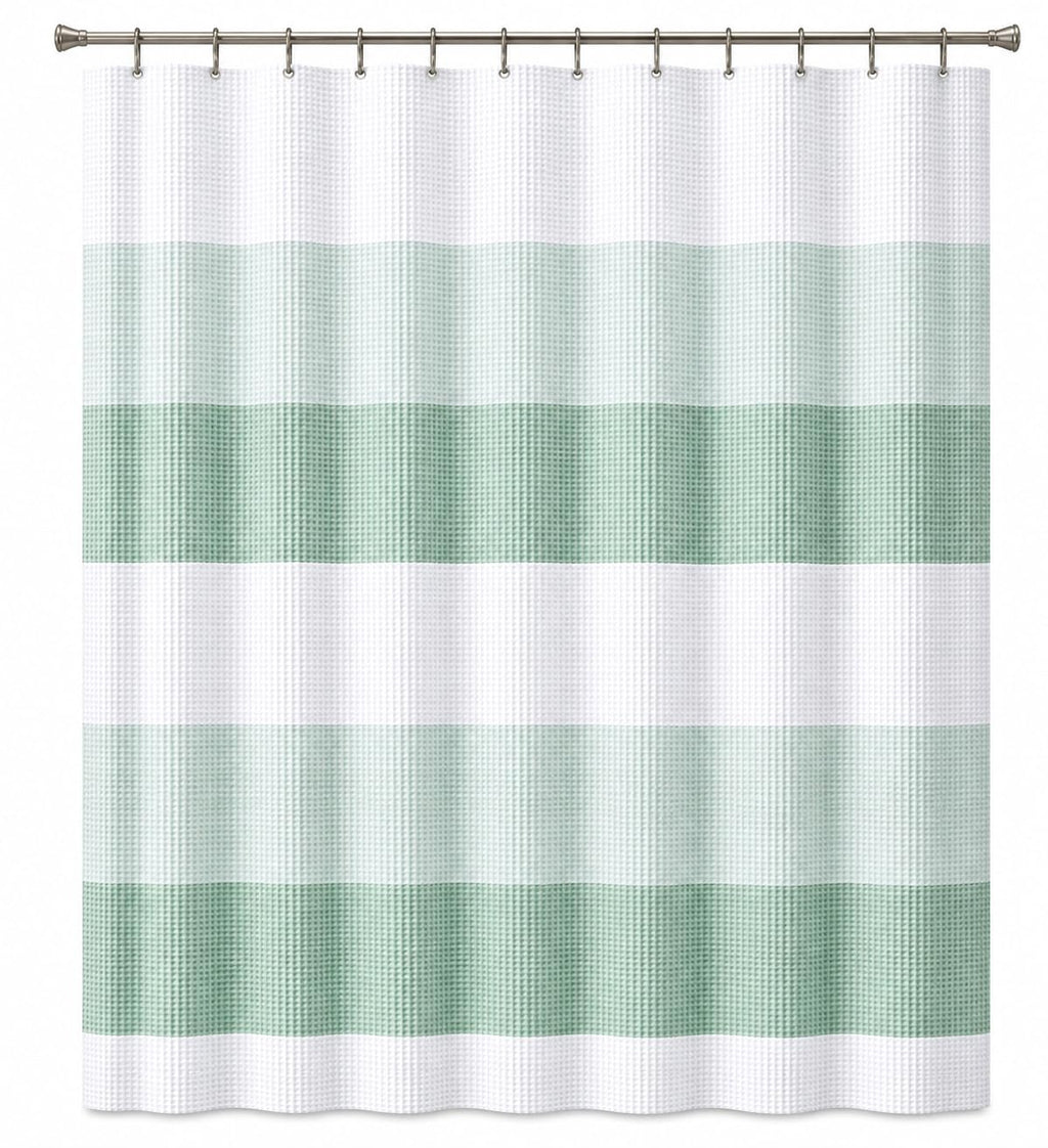 Dainty Home Ombre Waffle Weave Shower Curtain 70 x 72 Blush Textured Fabric Shower Curtain, Hotel Style Waffle Weave Bathroom Curtain, Water Resistant Polyester Ombre Shower Curtain