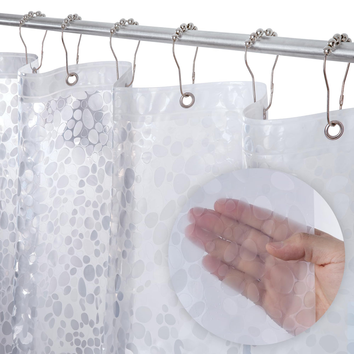 LiBa Shower Curtain PEVA 8G, 72x72 Inch Waterproof Clear