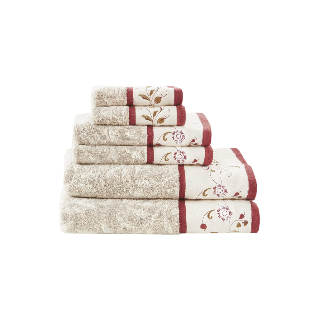 Madison Park Serene 100% Cotton Bath Towel Set, 600 GSM, 6 Piece, Blue