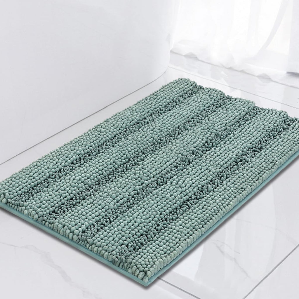 Turquoize Bathroom Runner Rug 17"x47", Soft Absorbent Chenille Bath Rug