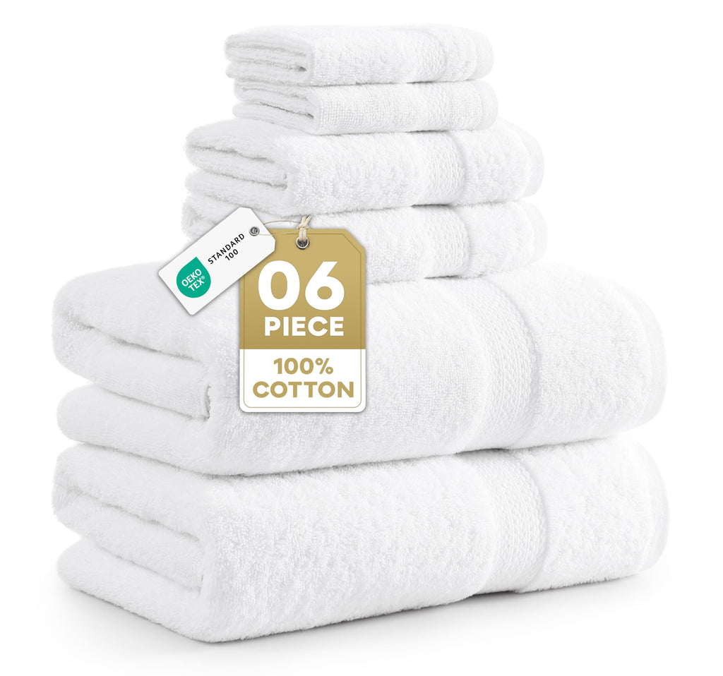 100% Cotton Bath Towels Set Soft Absorbent Quick Dry 16 Piece - Grey