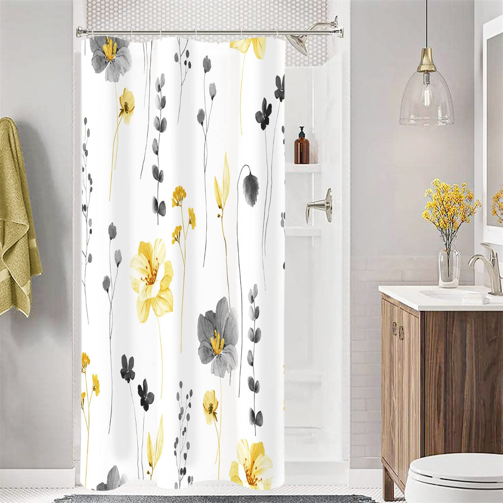 Gibelle Sage Green Beige Watercolor Floral Fabric Shower Curtain 72x72
