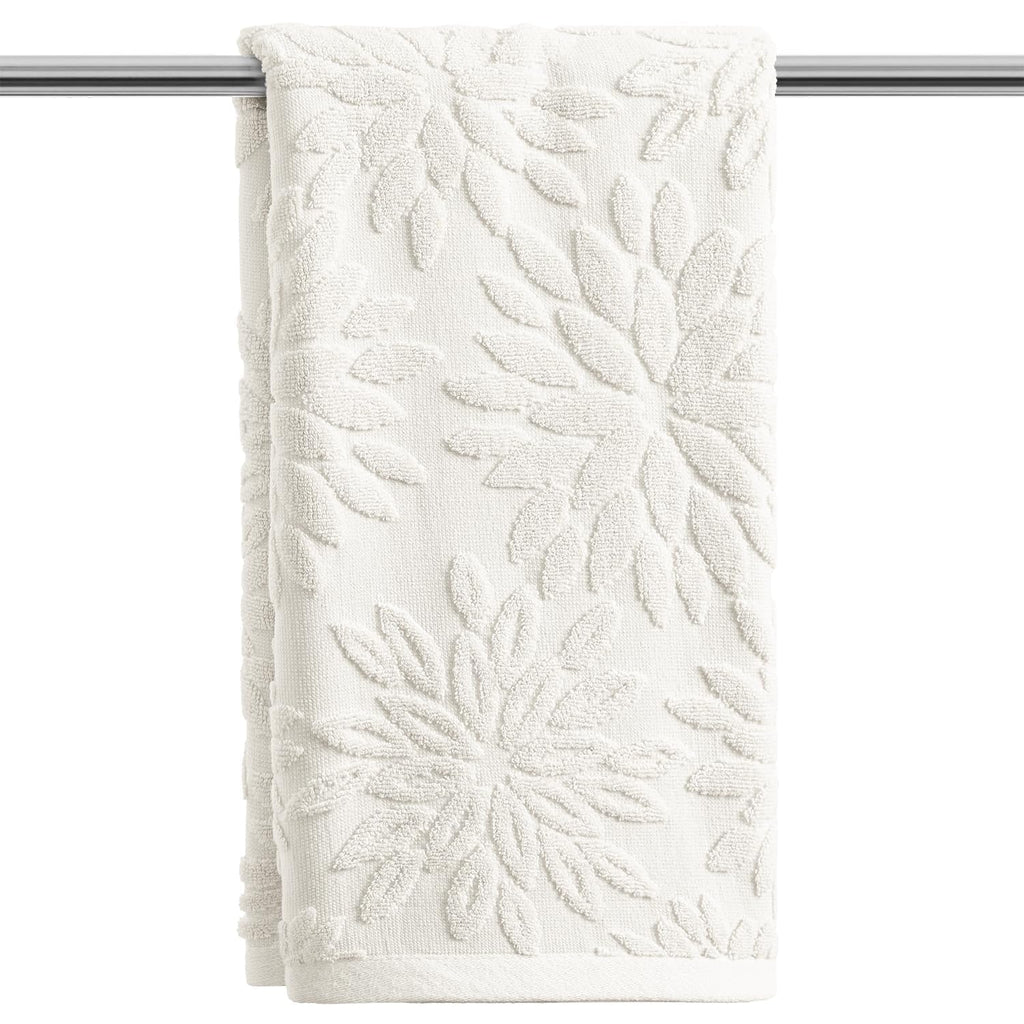 Artoid Mode 2 Pcs Olive Green 3D Dahlia Floral Jacquard Hand Towels for Bathroom, Cotton Soft Absorbent Bathroom Decor Towels, 13.7 x 29.5 Inch