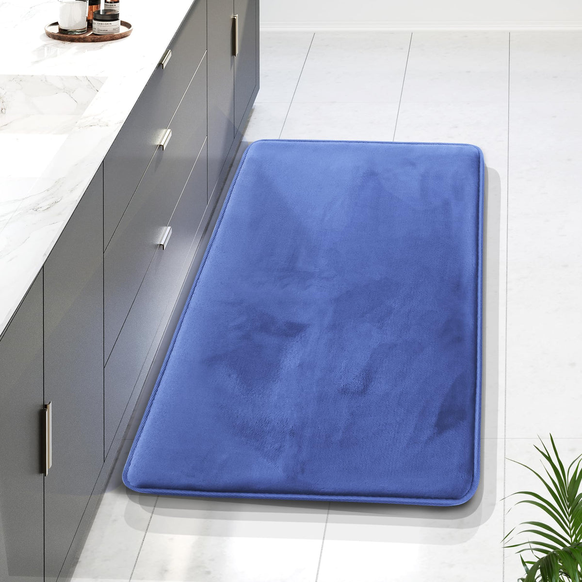 Clara Clark 3 Piece Bathroom Rugs Bath Mat Set, Velvet Memory Foam Bath Mats for Bathroom - Non-Slip, PVC Backing Bath Rugs, Washable - Dries Quickly, Green