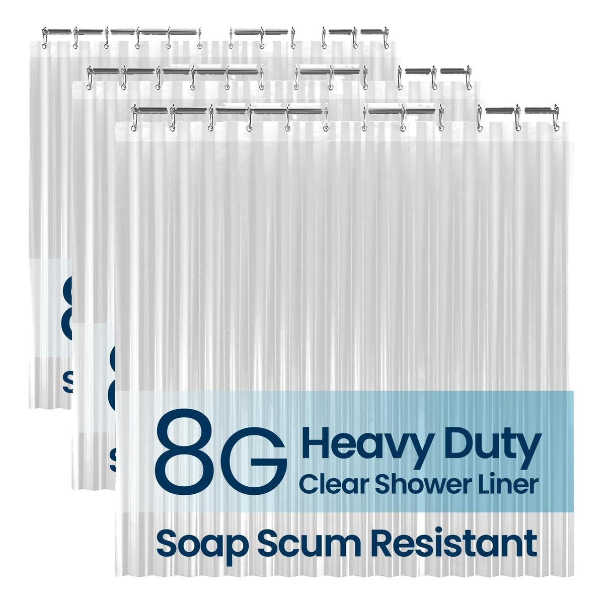LiBa Shower Curtain PEVA 8G, 72x72 Inch Waterproof Clear