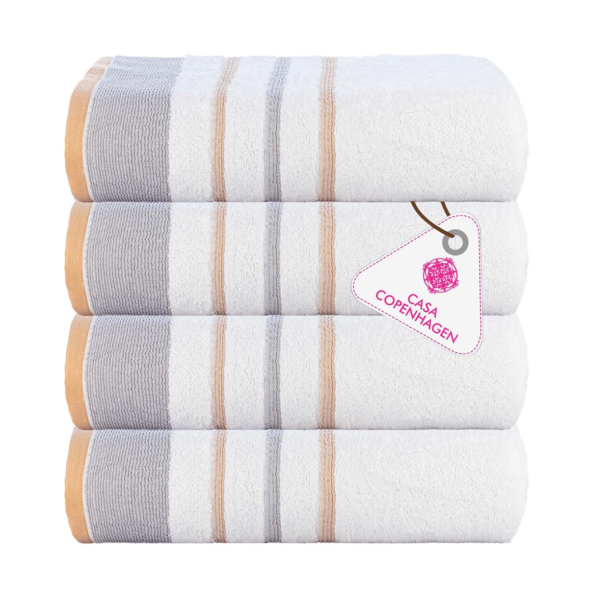 CASA COPENHAGEN 6pcs Bathroom Towel Gift Set, 600GSM, Dark Black
