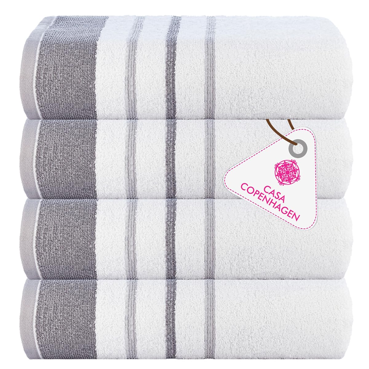 CASA COPENHAGEN 6pcs Bathroom Towel Gift Set, 600GSM, Dark Black