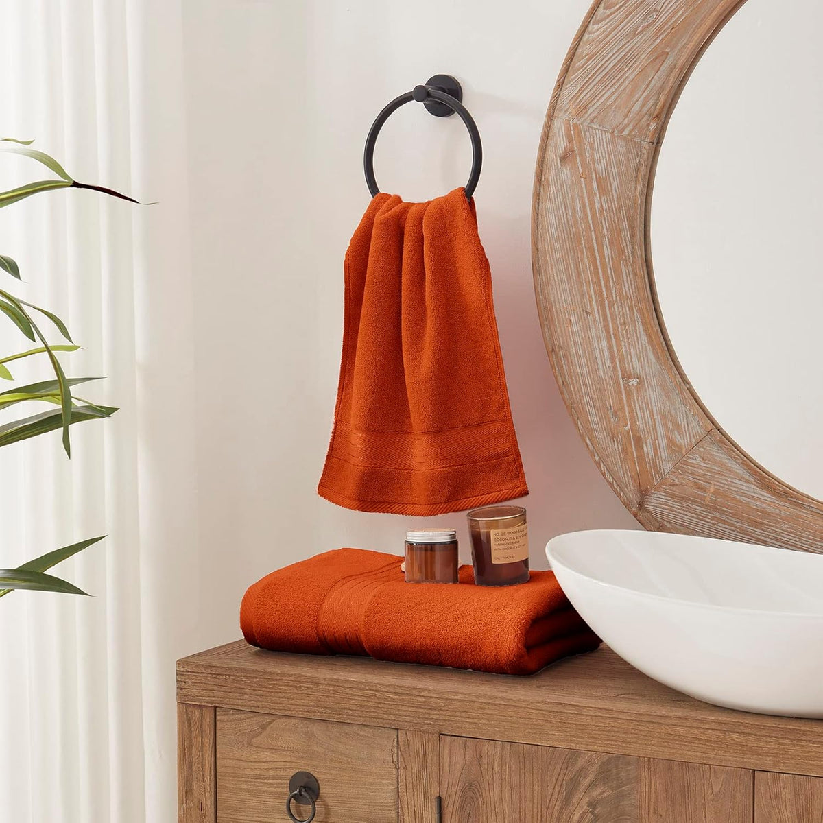 COZYART Luxury Bath Towel Set 6 Pcs, Burnt Orange 100% Turkish Cotton