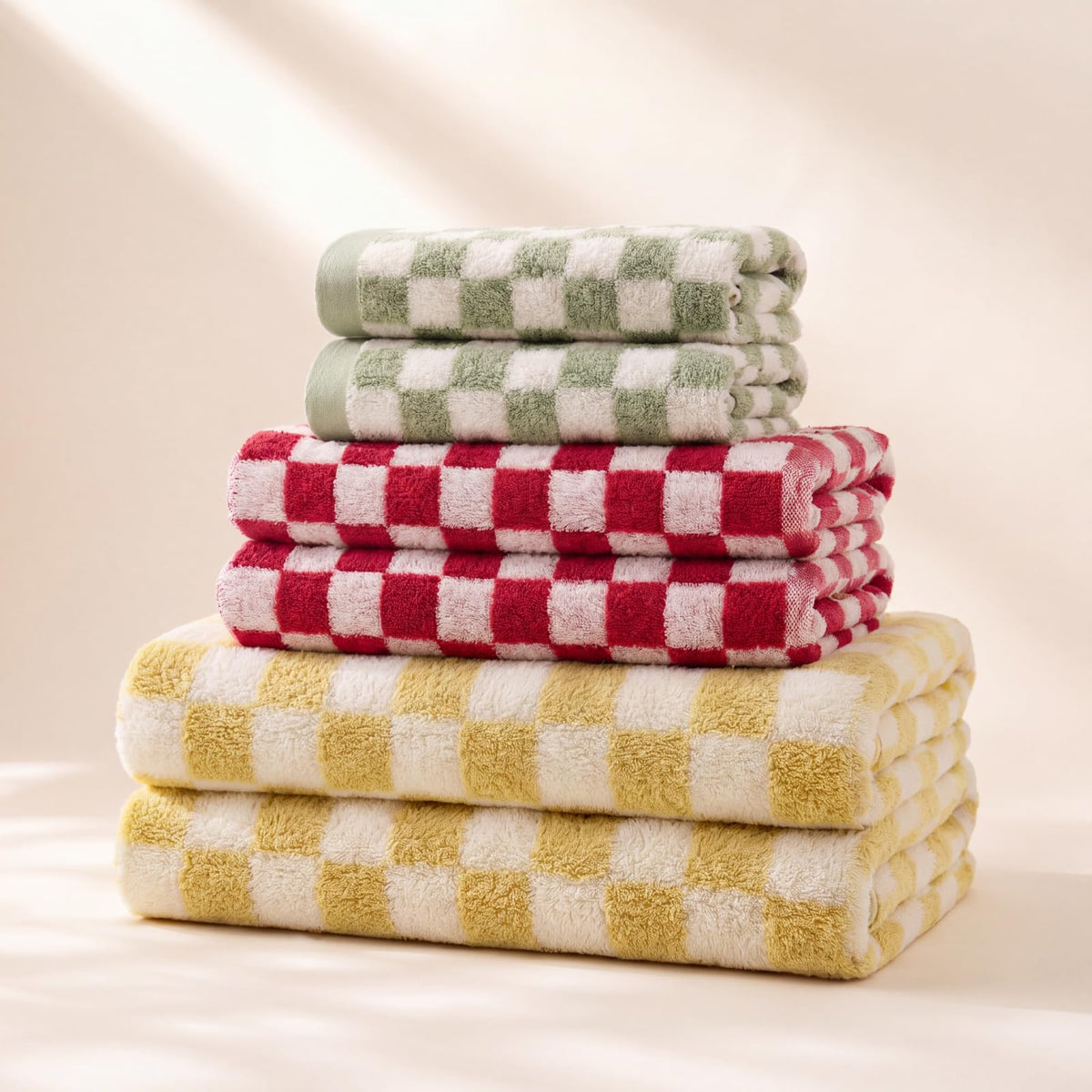 Peryiter 6 Pack Bath Towels Set, Coffee Color, Leopard