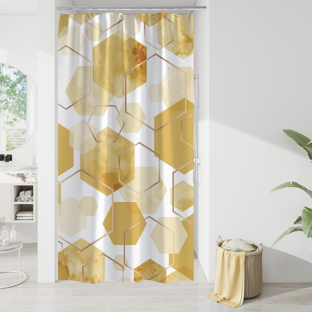 Litabel Brown Shower Curtain for Bathroom, Geometric Bathroom Decor 72x72