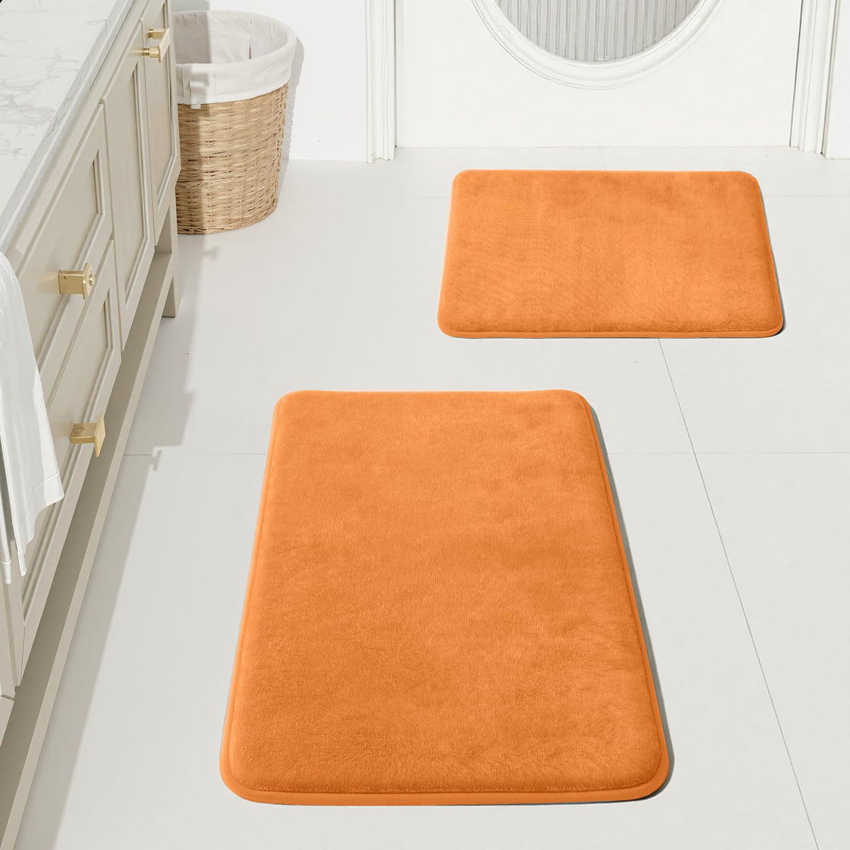 HUXMEYSON Bathroom Rugs Sets 2 Piece, Non-Slip & Quick Dry Bath Mat Set, Ultra Soft Velvet Bath Rugs for Bathroom, Toilet and Shower Floor, Navy