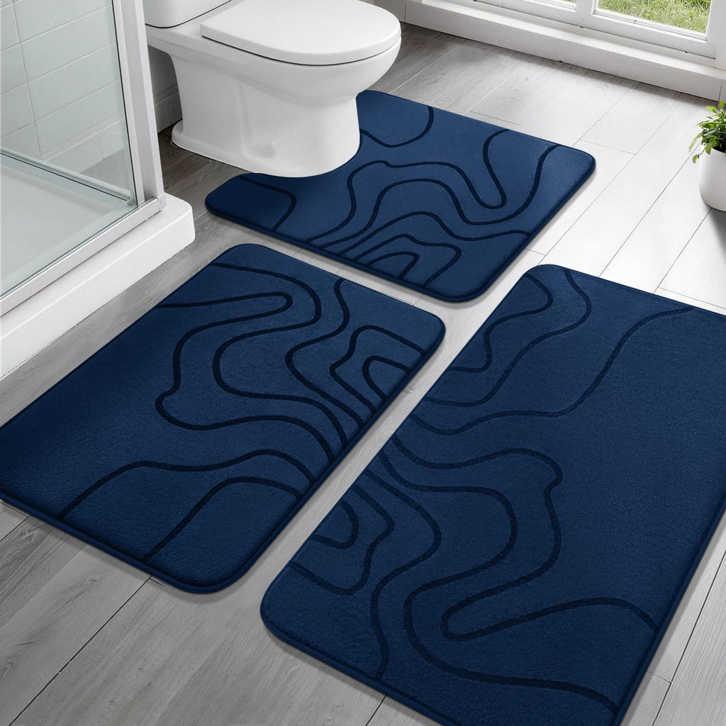 YIHOUSE Memory Foam Bathroom Rugs Sets 2 Piece, 17"x24"+20"x46", Dark Grey