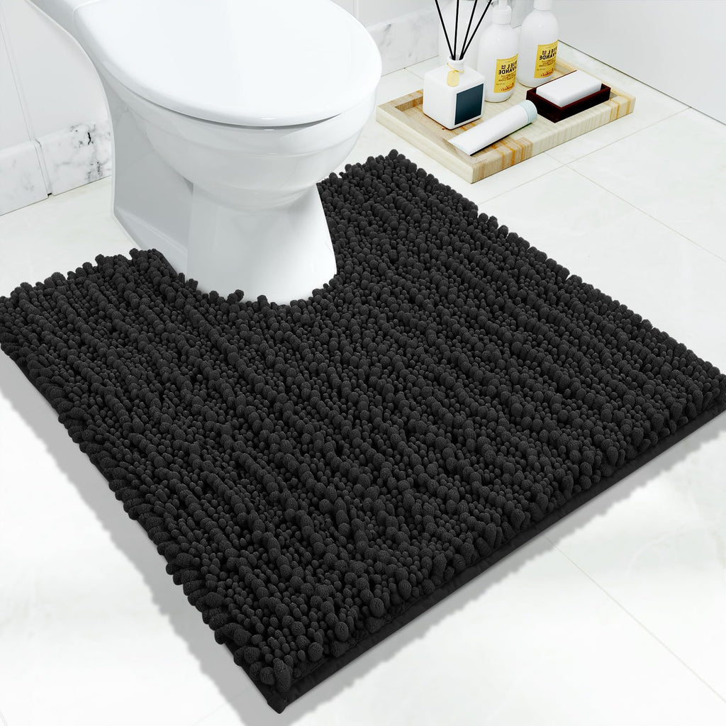 Yimobra Bathroom Rugs Non-Slip Washable – Extra Soft & Absorbent Chenille Bath Mat, Quick-Dry Plush Shaggy Floor & Vanity Bath Rugs for Tub & Shower, Modern Home Decor Accessories, 24 x 17, Grey