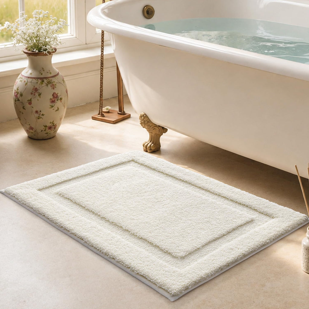 LUMI Ultra Soft Bathroom Rugs Absorbent, Non Slip Bath Mat 24x36, White