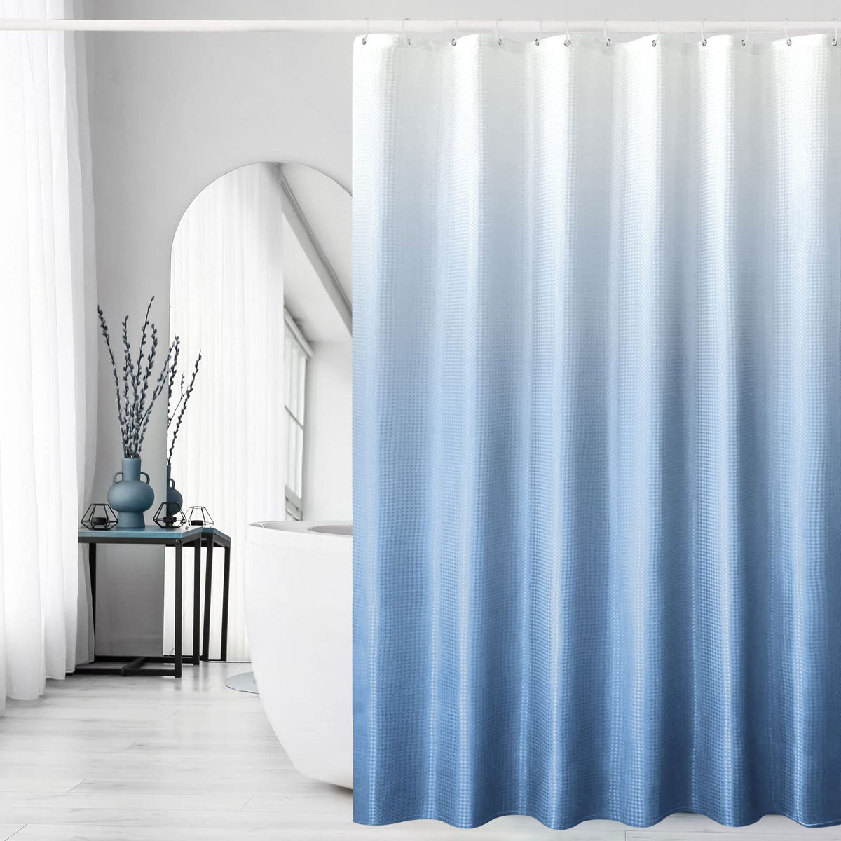 Gibelle Black Cloth-Textured Shower Curtain, Hotel Style, 72x72