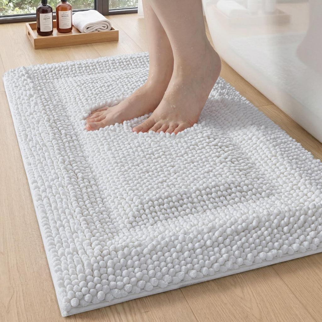 DEXI Bathroom Rugs 36x24, Non Slip Washable Chinelle Bath Mat, Taupe