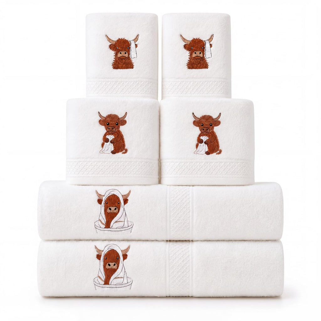 Peryiter 6 Pack Bath Towels Set, Coffee Color, Leopard