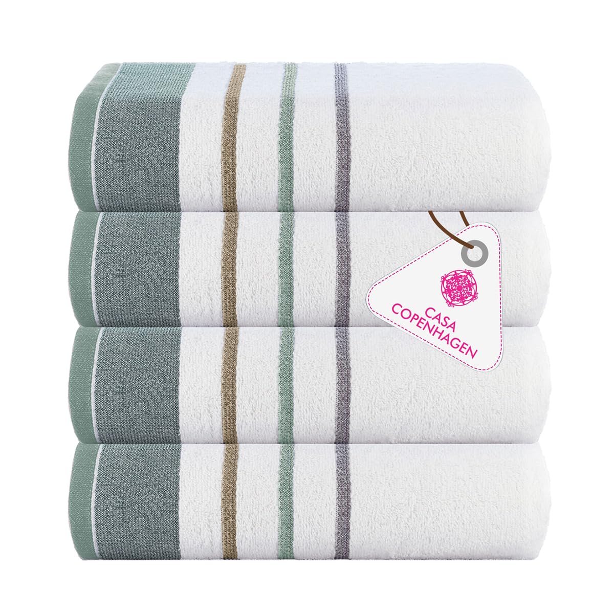 CASA COPENHAGEN 6pcs Bathroom Towel Gift Set, 600GSM, Dark Black