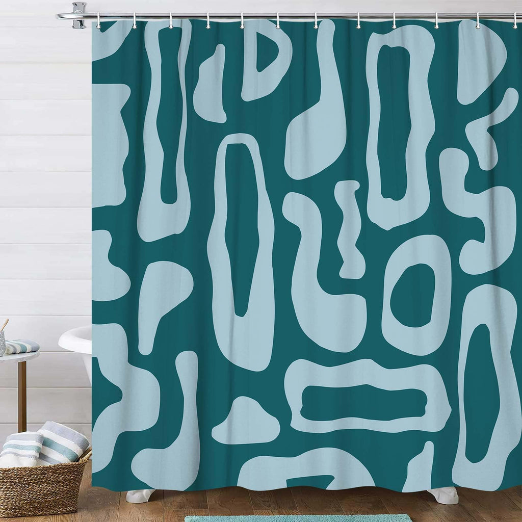 Bondjos Abstract Sage Green Shower Curtain,Boho Modern Geometric Line Art Decor,Abstract Minimalist Farmhouse Style Shower Curtain for Bathroom，Waterproof Polyester Fabric Bathroom Curtain,72x72 Inch