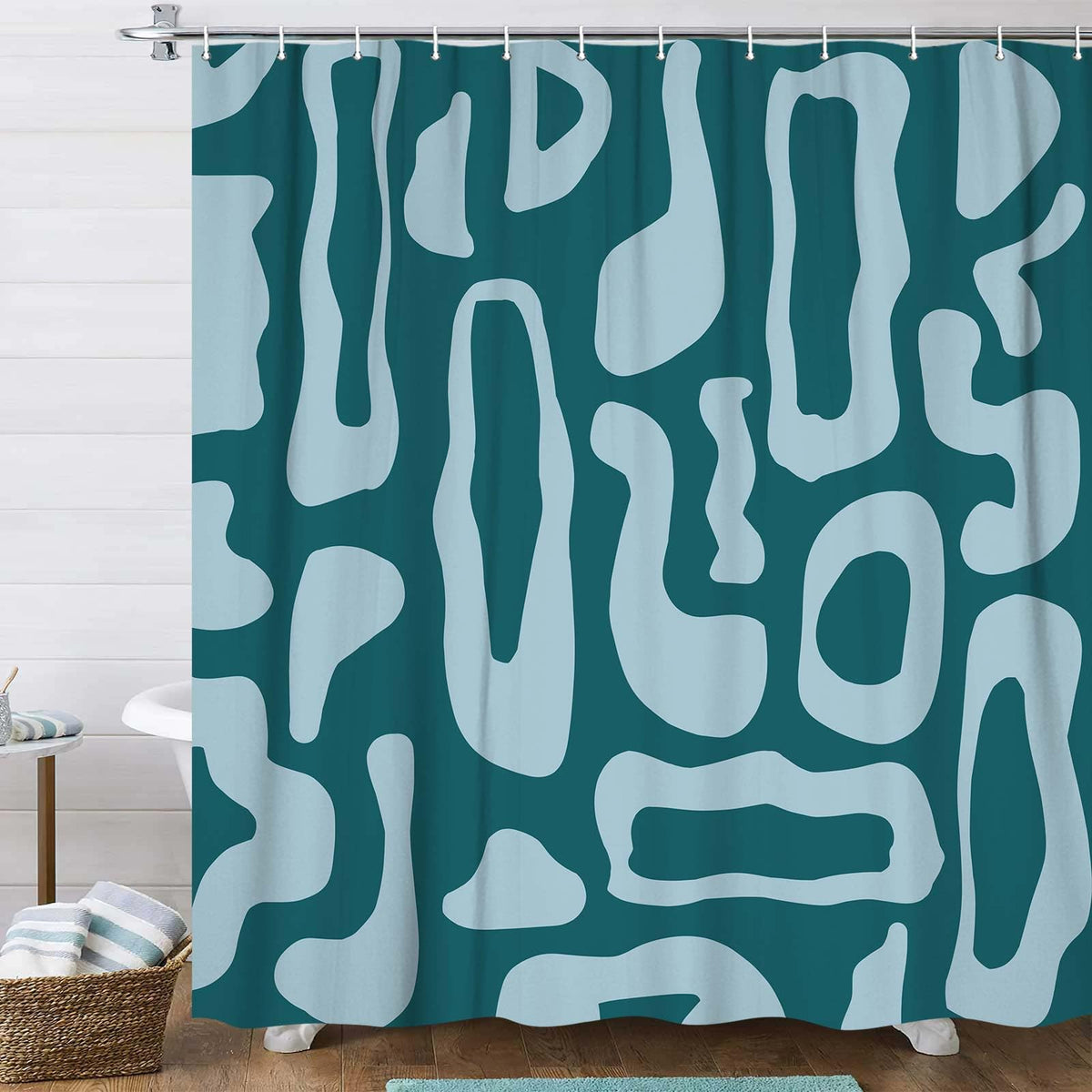 Bondjos Abstract Sage Green Shower Curtain,Boho Modern Geometric Line Art Decor,Abstract Minimalist Farmhouse Style Shower Curtain for Bathroom，Waterproof Polyester Fabric Bathroom Curtain,72x72 Inch