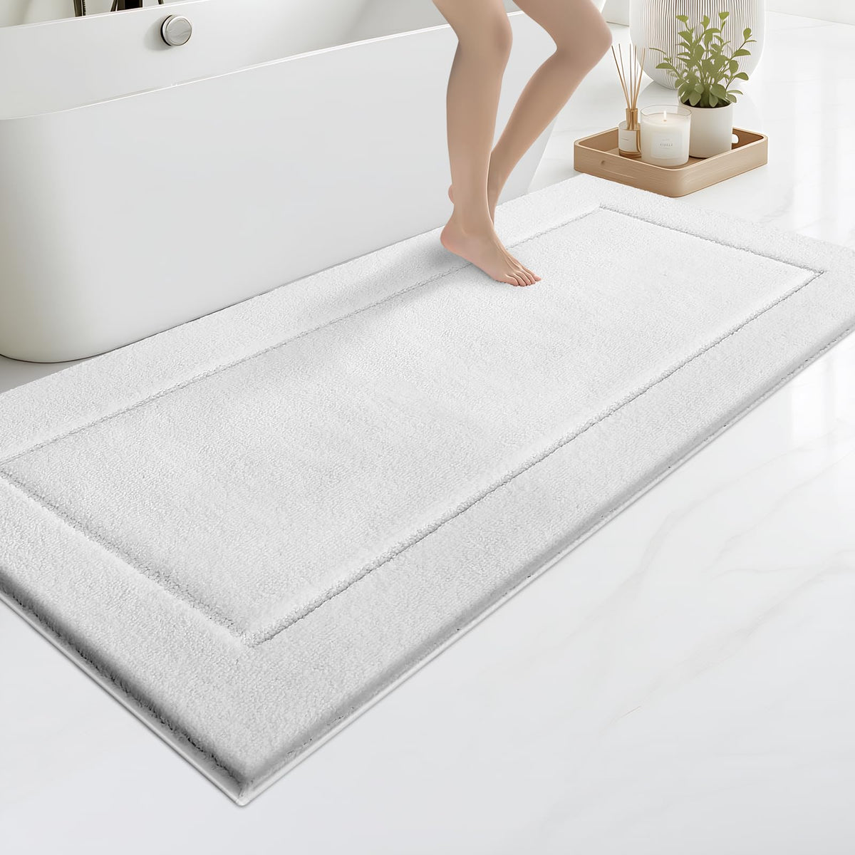 anllugs Bathroom Rugs, Non-Slip Bath Runner Rugs, 30" x 84", Beige