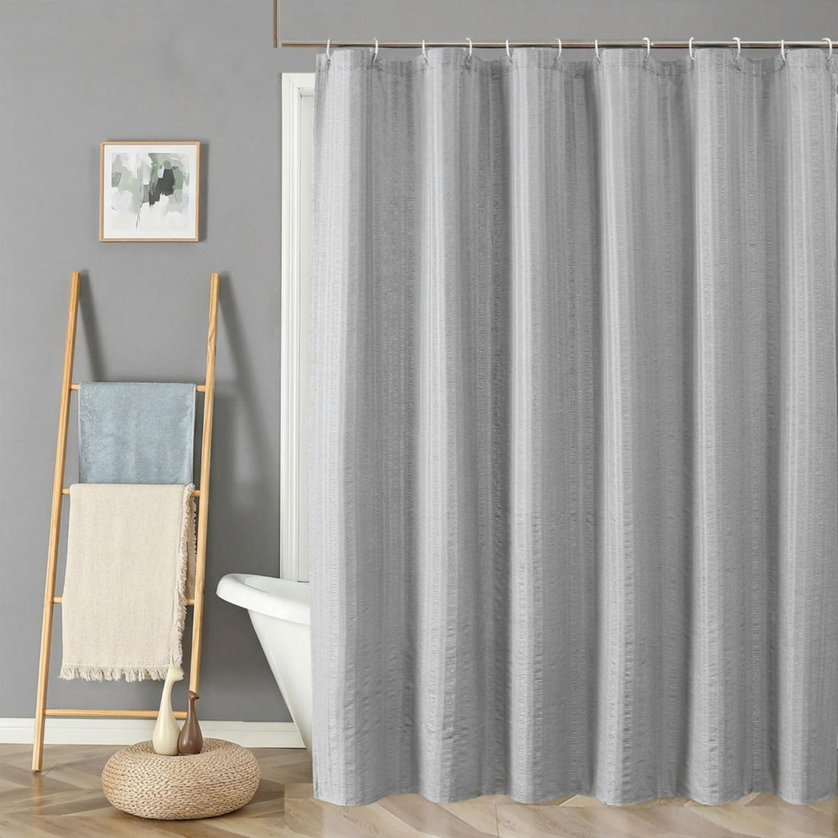 Aiyufeng Moga Navy Blue Fabric Shower Curtains for Bathroom - Blue Hotel Spa Polyester Cloth Bath Curtain with 12 Holes, 72x72, Machine Washable, Navy Blue