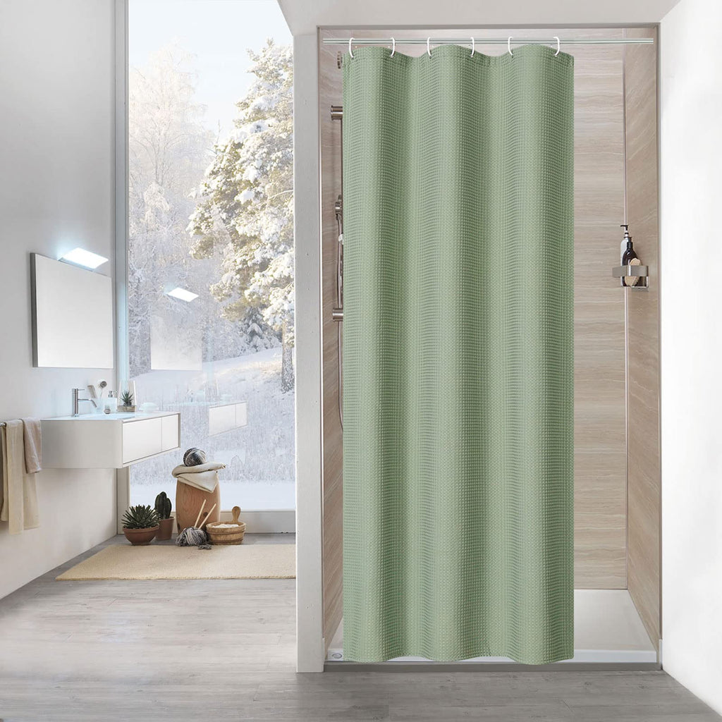 Sage Green Luxury Heavyweight Textured Fabric Shower Curtain Hotel,72x72