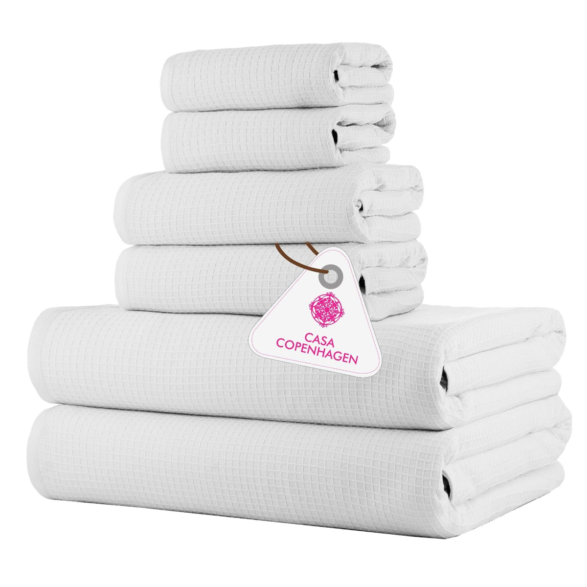 CASA COPENHAGEN 6pcs Bathroom Towel Gift Set, 600GSM, Dark Black