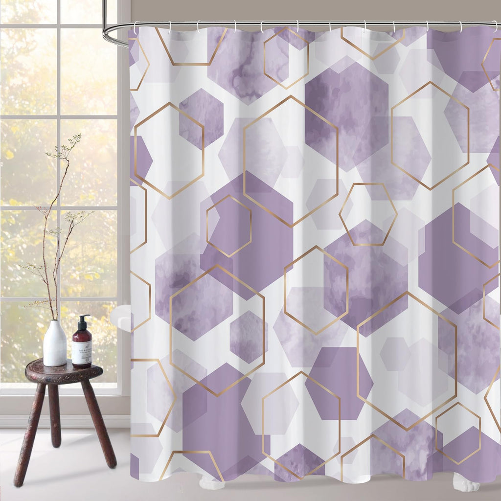 Litabel Brown Shower Curtain for Bathroom, Geometric Bathroom Decor 72x72