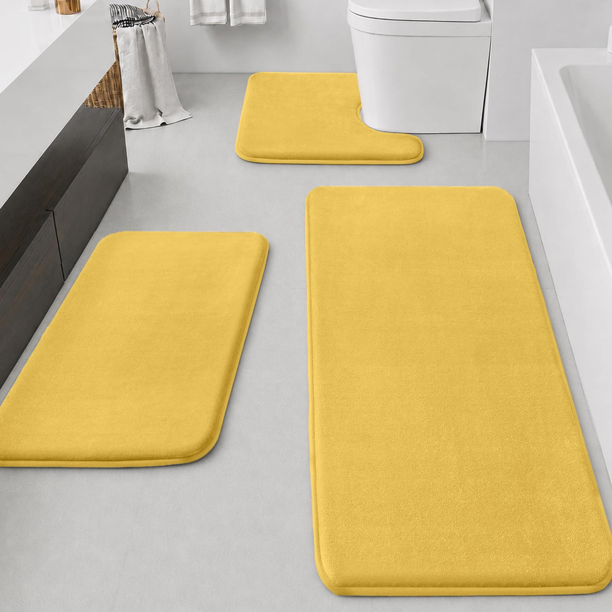 HUXMEYSON Bathroom Rugs Sets 2 Piece, Non-Slip & Quick Dry Bath Mat Set, Ultra Soft Velvet Bath Rugs for Bathroom, Toilet and Shower Floor, Navy