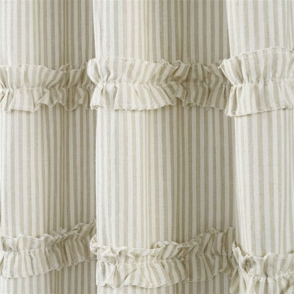 Lush Decor Vintage Stripe Yarn Dyed Cotton Shower Curtain, 72" x 72", Neutral