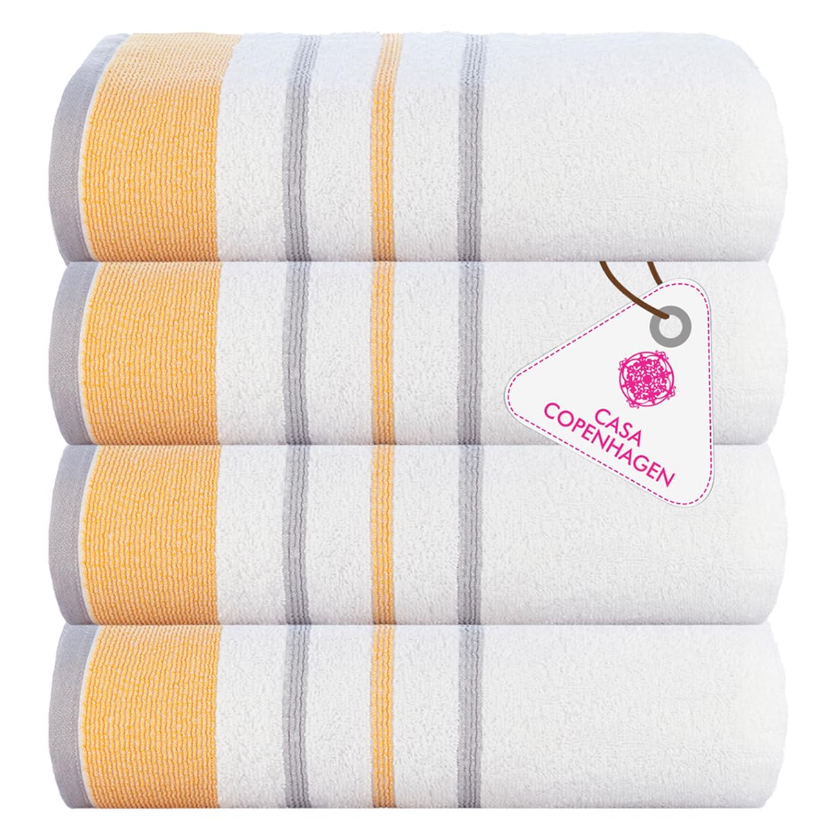 CASA COPENHAGEN 6pcs Bathroom Towel Gift Set, 600GSM, Dark Black