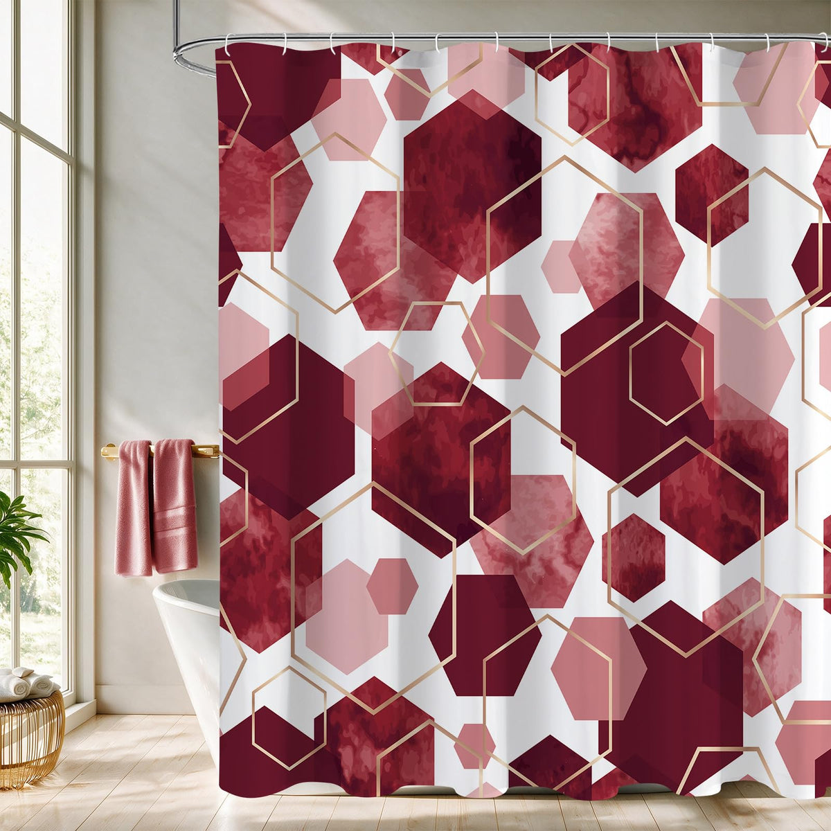 Litabel Brown Shower Curtain for Bathroom, Geometric Bathroom Decor 72x72