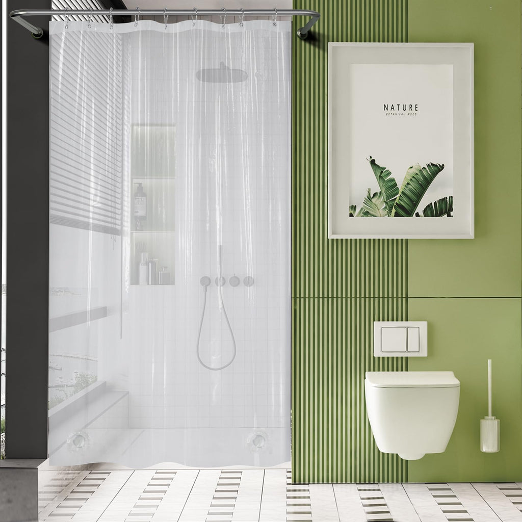 AmazerBath Plastic Shower Curtain Clear Premium PEVA, Clear Shower Curtain Heavy Duty 8G, Weighted Shower Curtains for Bathroom Accessories with 3 Big Stones and 12 Rustproof Grommets, 72x72 Inches