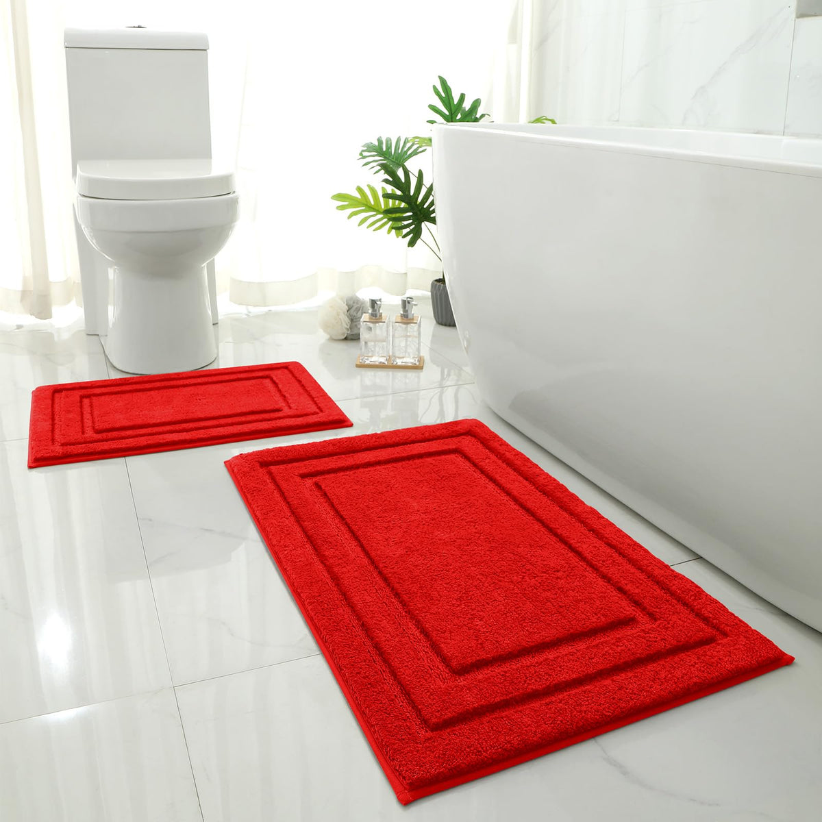 HOMEIDEAS Bathroom Rugs Sets 2 Piece, Super Soft and Absorbent Non Slip Microfiber Machine Washable Bath Mat Set (20" x 32" + 16" x 24", Brown)