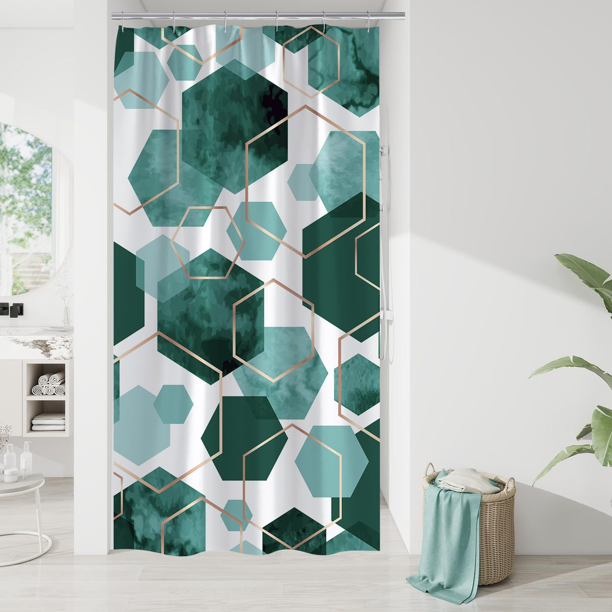 Litabel Brown Shower Curtain for Bathroom, Geometric Bathroom Decor 72x72