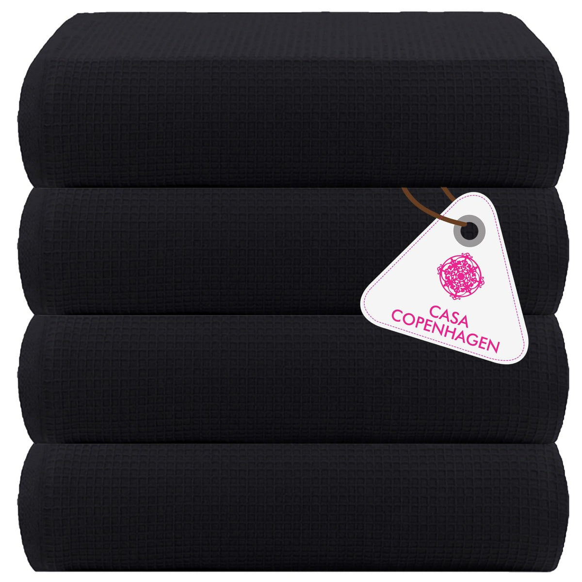 CASA COPENHAGEN 6pcs Bathroom Towel Gift Set, 600GSM, Dark Black