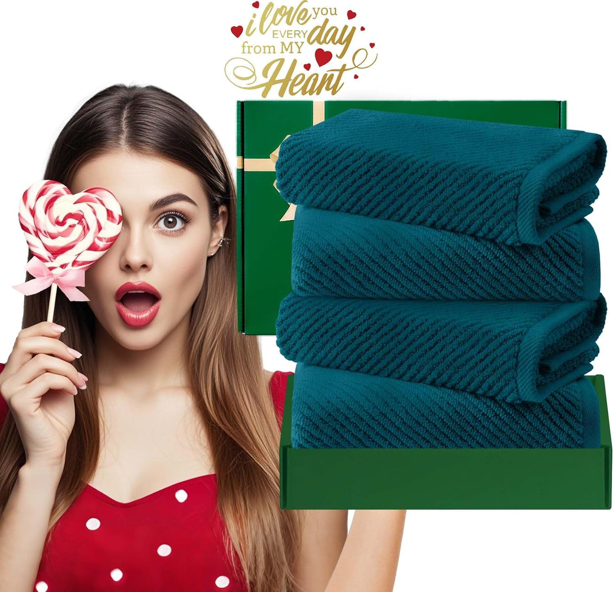 VOOVA & MOVAS Hand Towels for Barthroom, 18x28 in, Soft, Deep Turquoise
