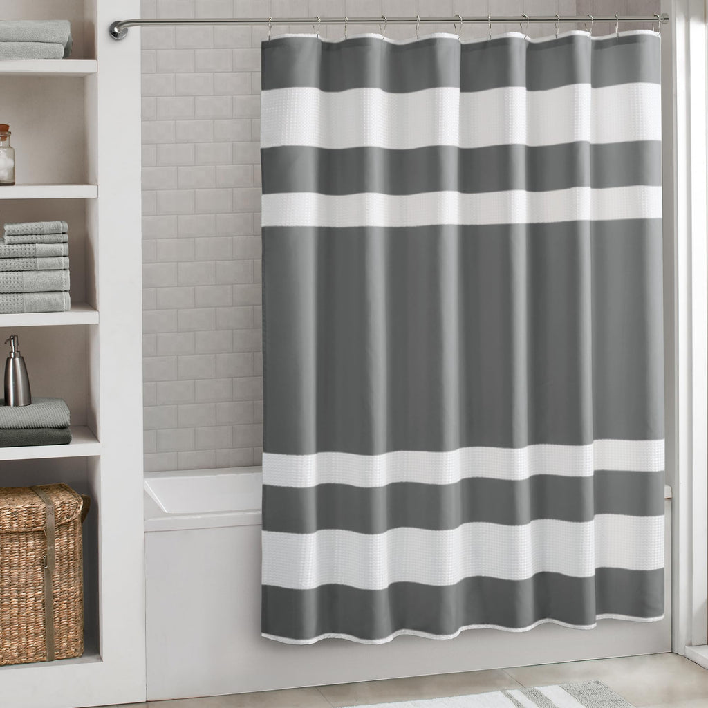 Madison Park Standard Shower Curtain for Bathroom, Grey Ombre, 72" x 72"