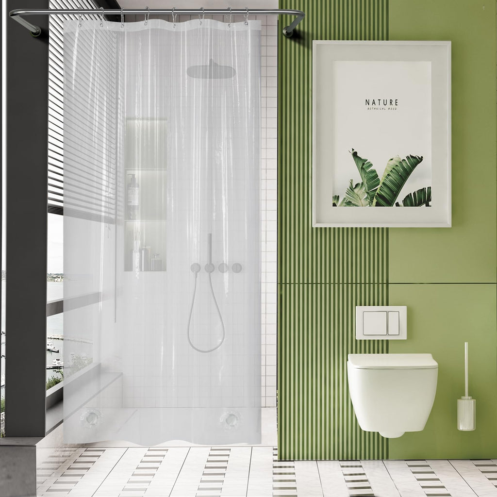 AmazerBath Plastic Shower Curtain Clear Premium PEVA, Clear Shower Curtain Heavy Duty 8G, Weighted Shower Curtains for Bathroom Accessories with 3 Big Stones and 12 Rustproof Grommets, 72x72 Inches