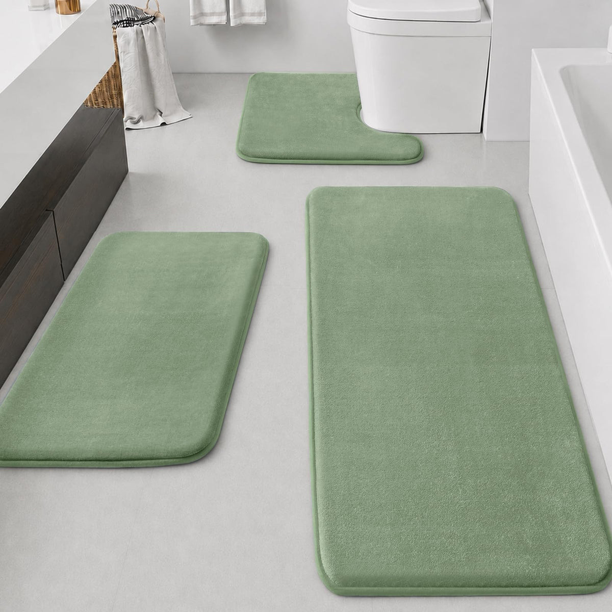 HUXMEYSON Bathroom Rugs Sets 2 Piece, Non-Slip & Quick Dry Bath Mat Set, Ultra Soft Velvet Bath Rugs for Bathroom, Toilet and Shower Floor, Navy