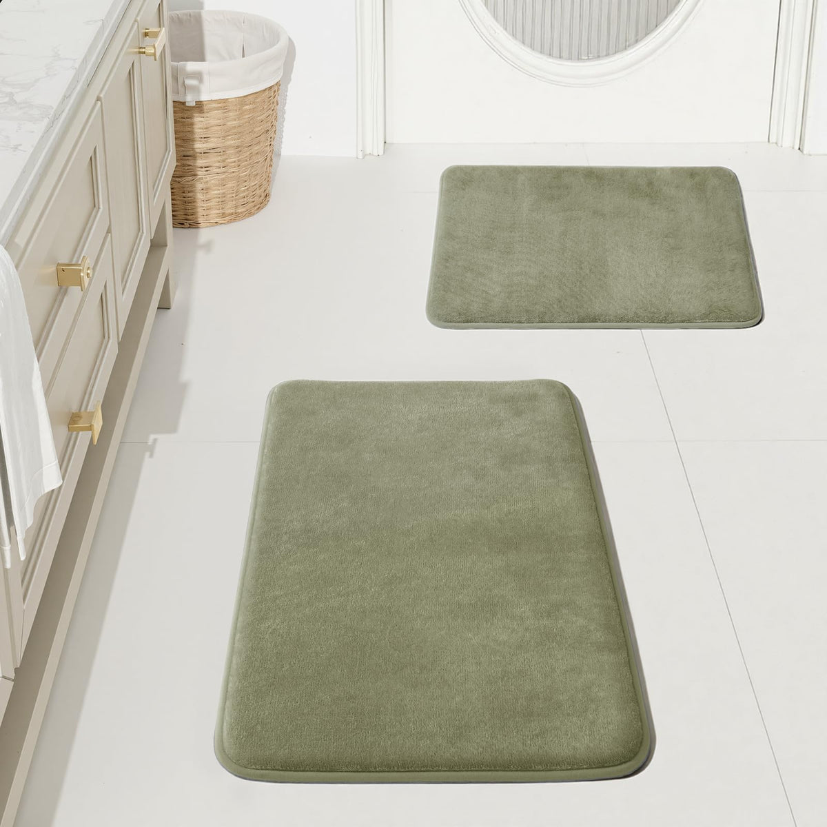 HUXMEYSON Bathroom Rugs Sets 2 Piece, Non-Slip & Quick Dry Bath Mat Set, Ultra Soft Velvet Bath Rugs for Bathroom, Toilet and Shower Floor, Navy
