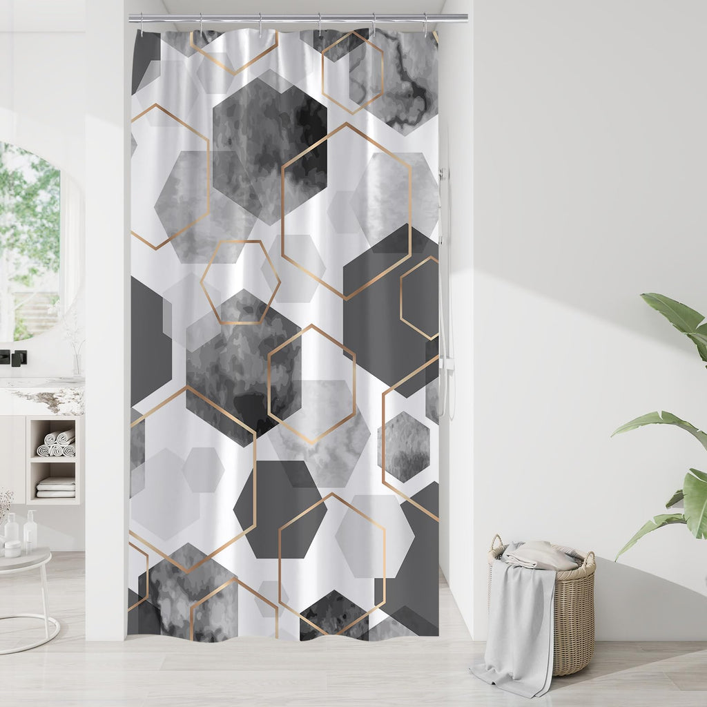 Litabel Brown Shower Curtain for Bathroom, Geometric Bathroom Decor 72x72
