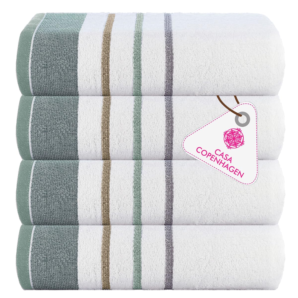 CASA COPENHAGEN 6pcs Bathroom Towel Gift Set, 600GSM, Dark Black