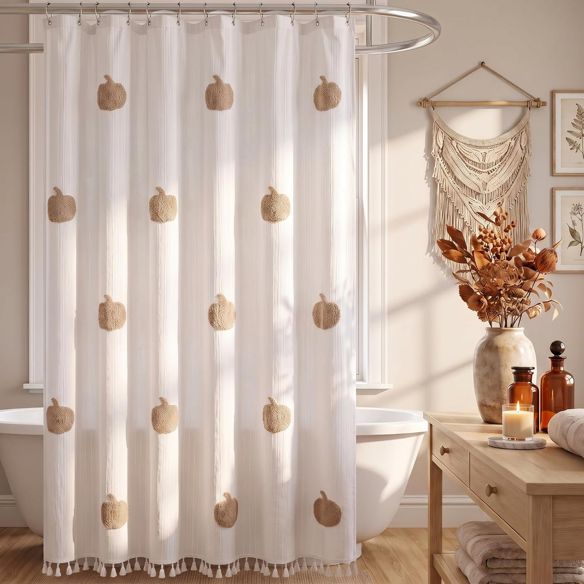 Mindsoft Fall Pumpkin Shower Curtain Bathroom Decor