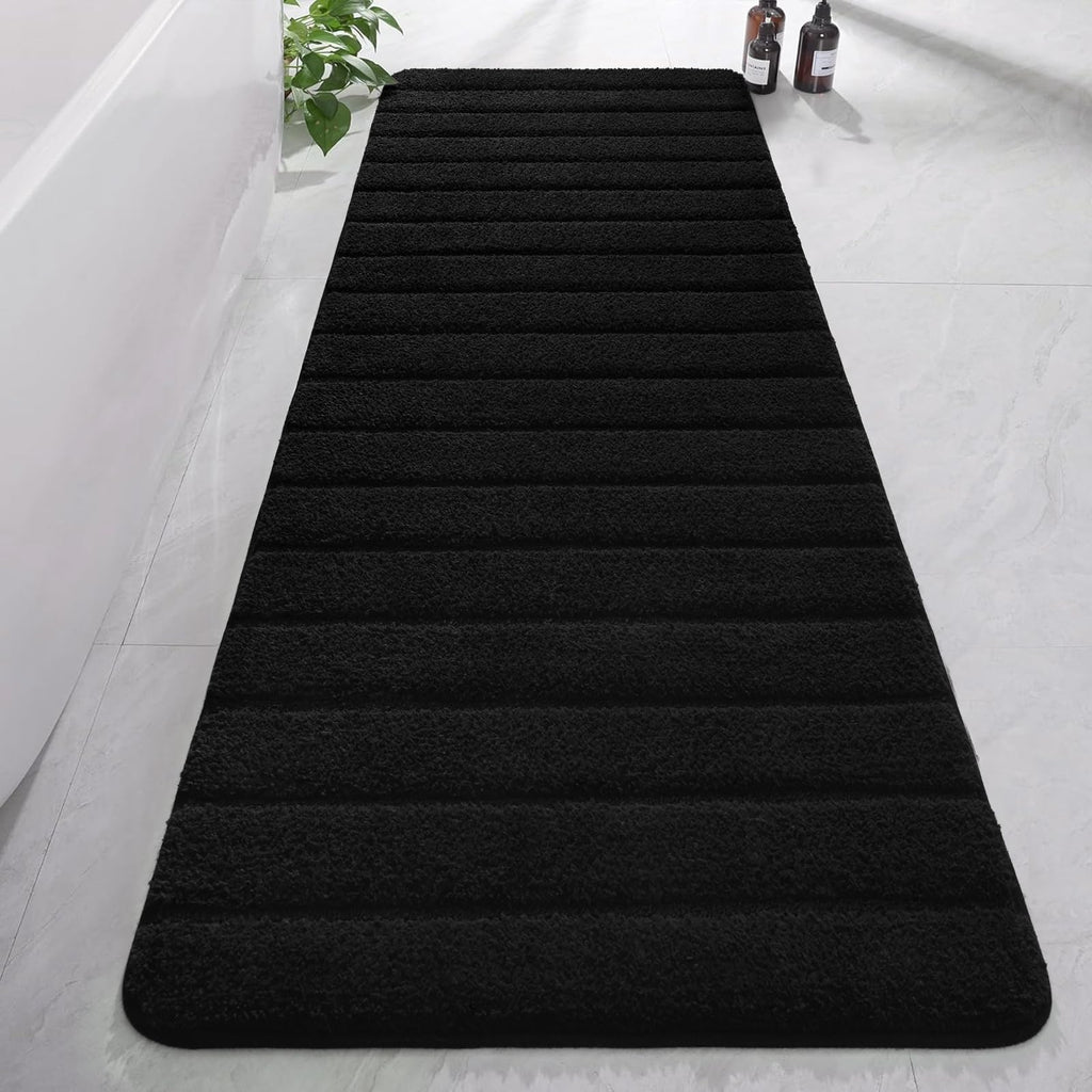 AROGAN Luxury Long Bathroom Runner Rugs 24x60 Inch Bath Rug Non Slip, Black