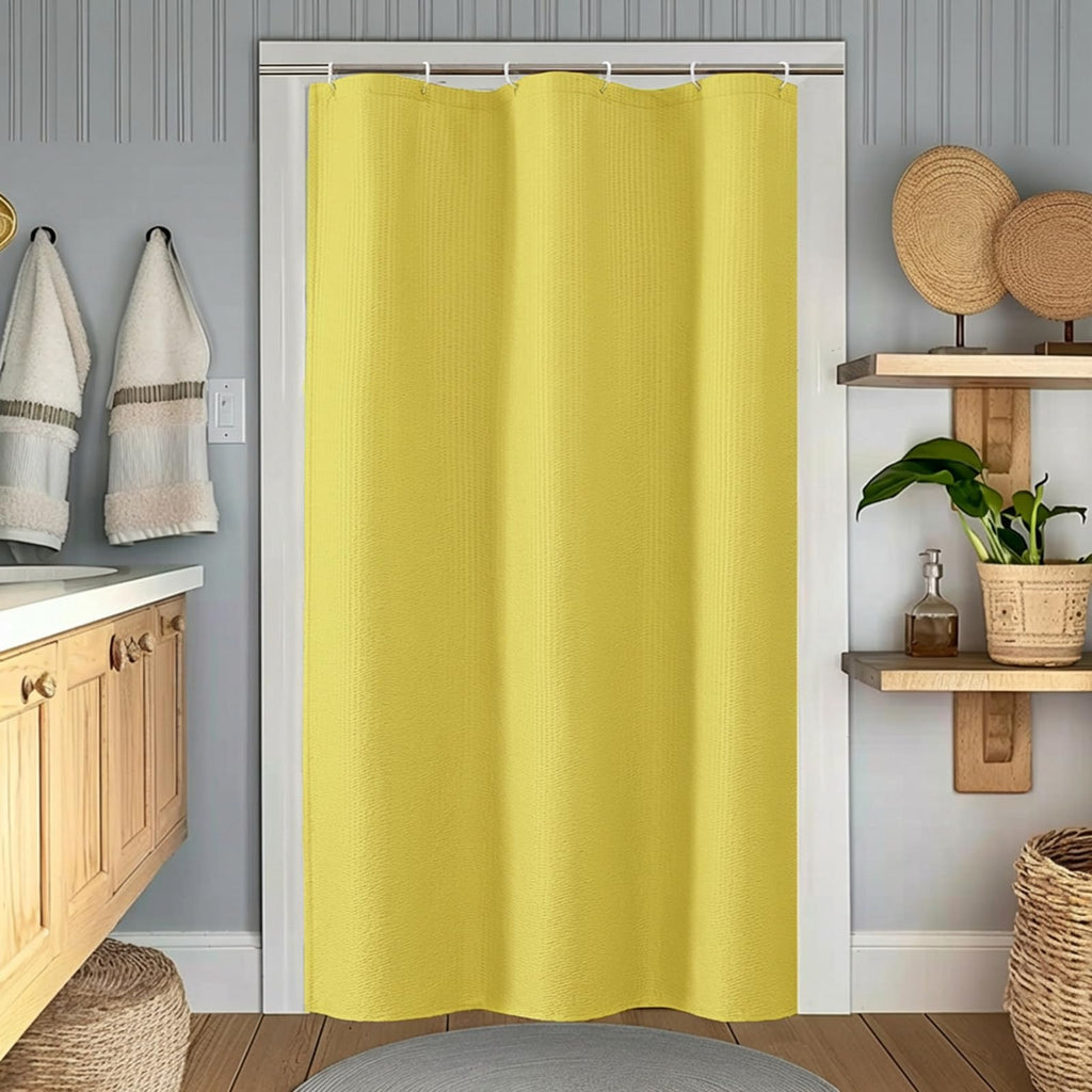 OWENIE White Shower Curtain for Bathroom 84 Inches Extra Long, Elegant 3D Embossed Textured Cloth Waffle Shower Curtain, Modern Luxury Hotel Style, Water Repellent, Machine Washable, 72X84, White