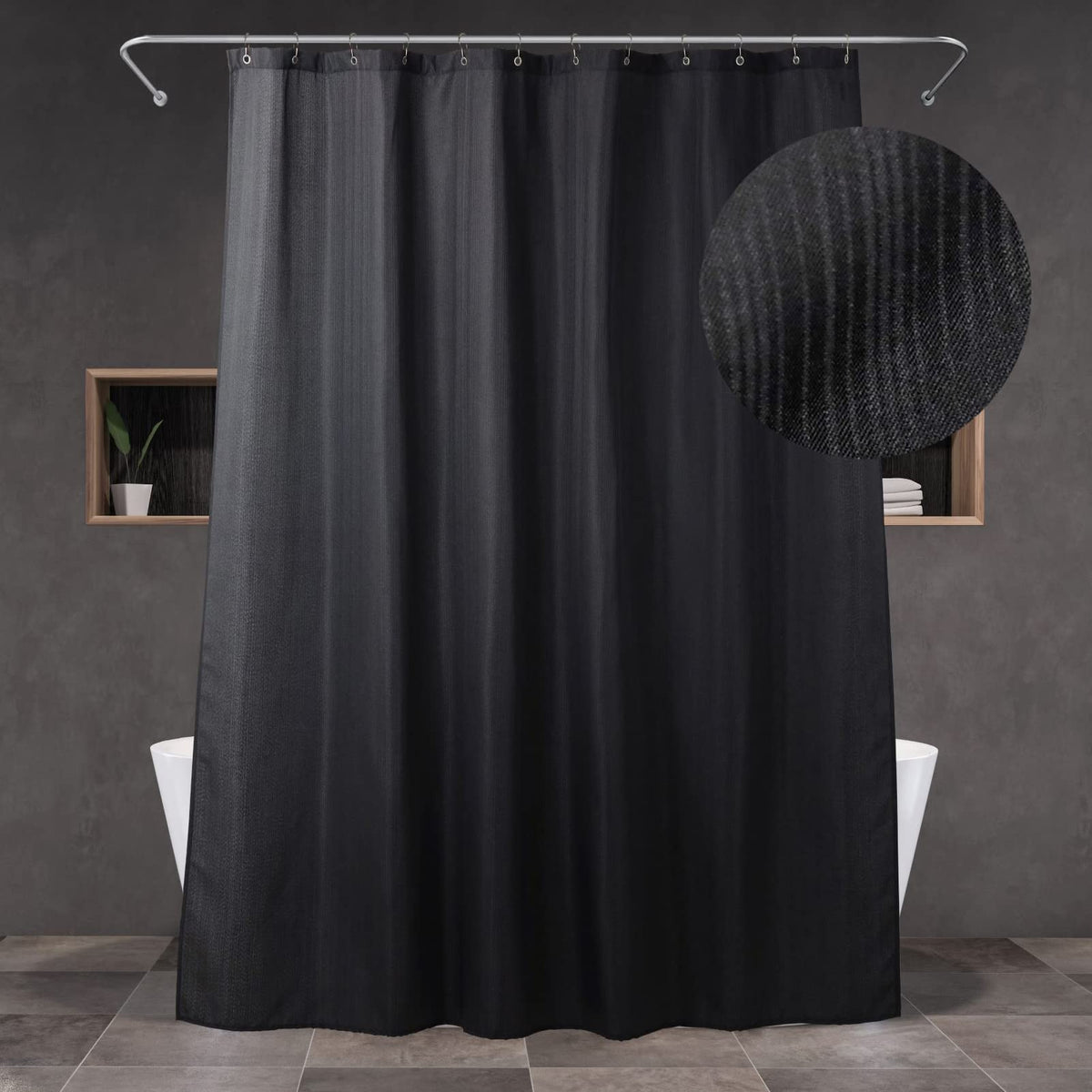 Brown Silver Glitter Shower Curtain: Waterproof Washable Quick Dry 72Lx72W